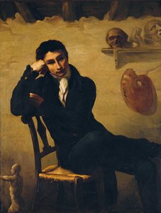 Portret van een kunstenaar in zijn studio